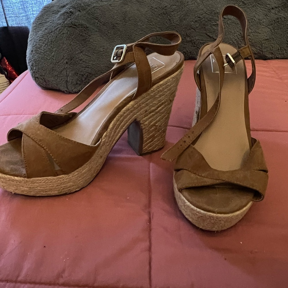 Kaari Blue Brown Platform Sandals with Adjustable Ankle Strap